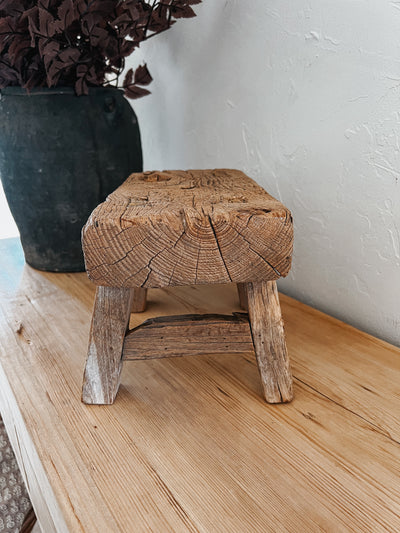 Mini Elm Wood Stool No. 3