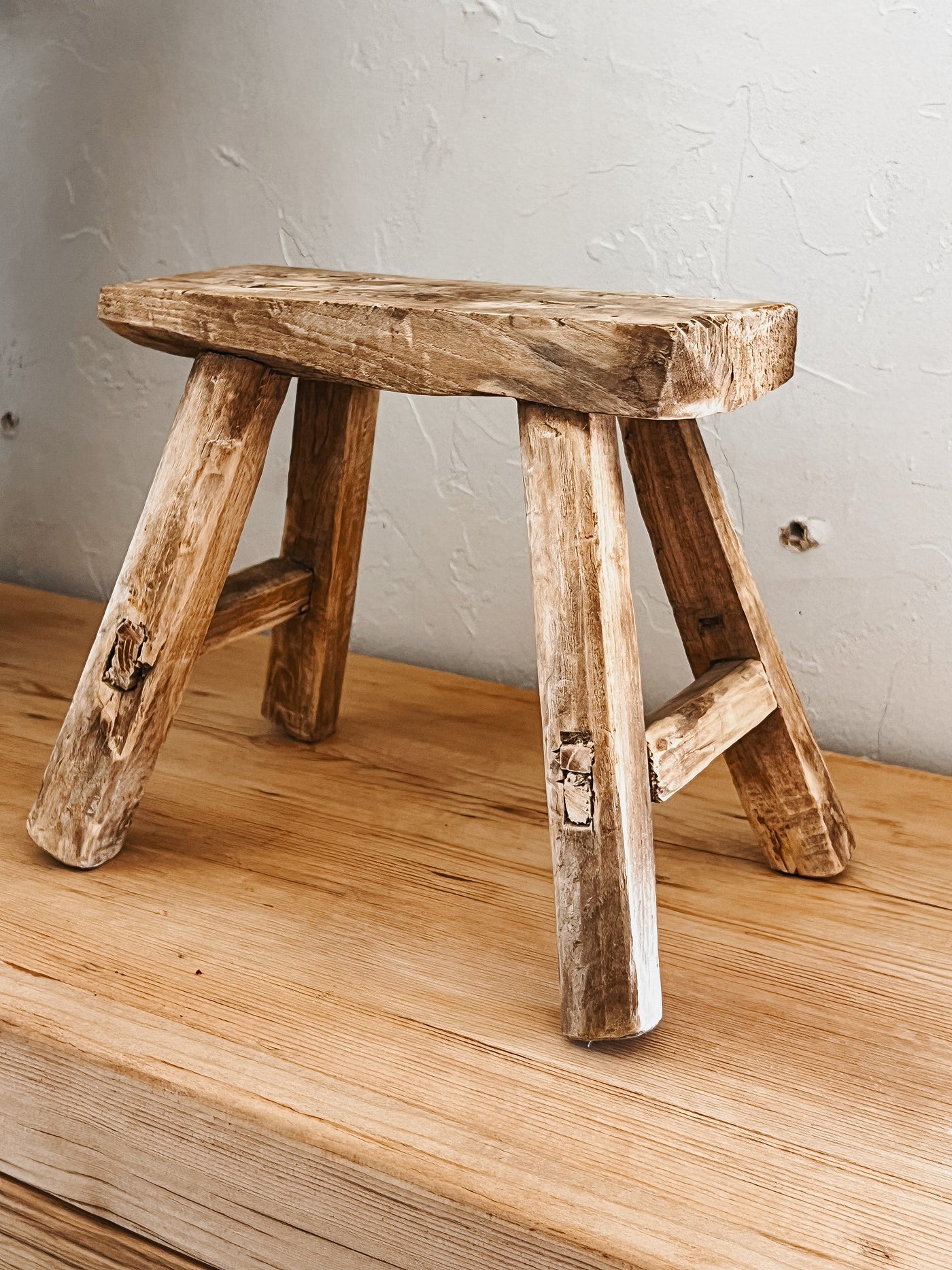 Mini Elm Wood Stool No. 4