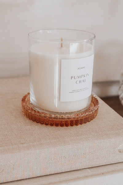 GLASS CANDLE HOLDER (AMBER)