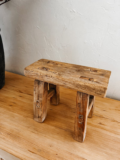 Mini Elm Wood Stool No. 1