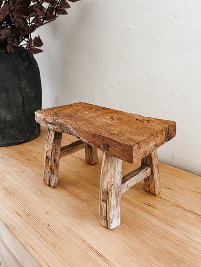 Mini Elm Wood Stool No. 2