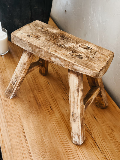 Mini Elm Wood Stool No. 4