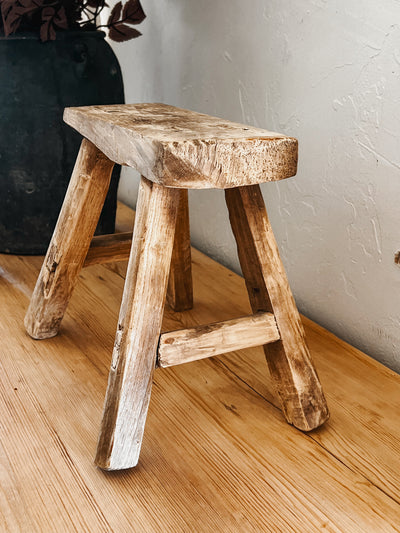 Mini Elm Wood Stool No. 4