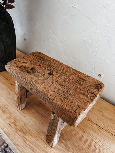 Mini Elm Wood Stool No. 3