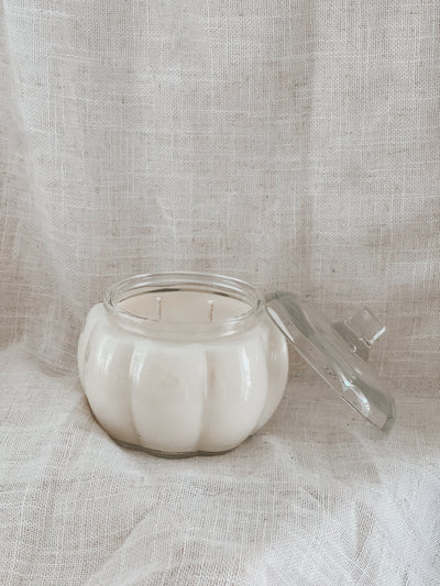 GLASS PUMPKIN CANDLE